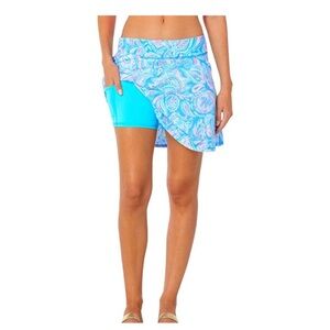 Lilly Pulitzer Darlene Skort Fish Kiss Zanzibar Blue Sz 6 Luxletic UPF 50